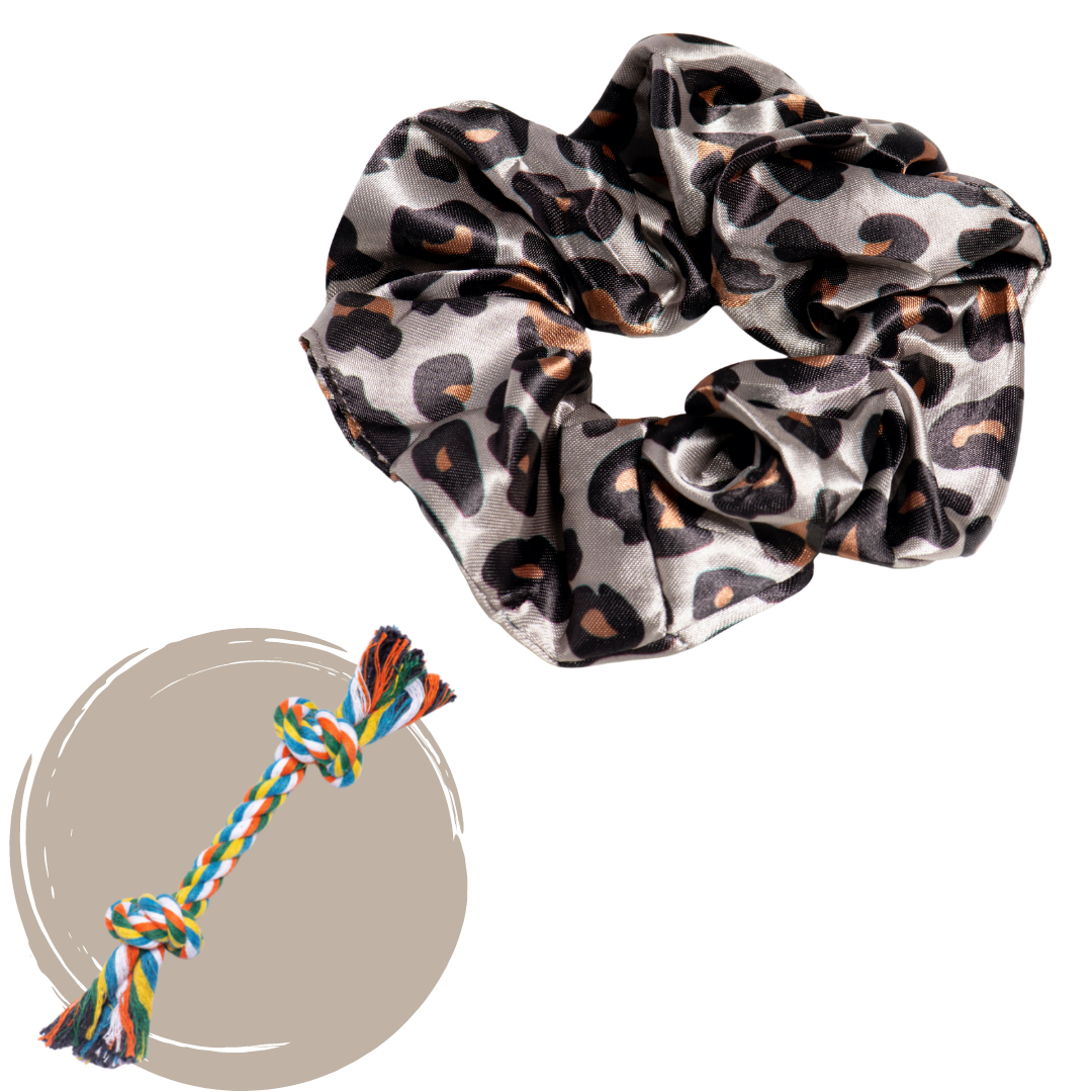 Cheetah Satin Scrunchie + Rope Toy - Free Product