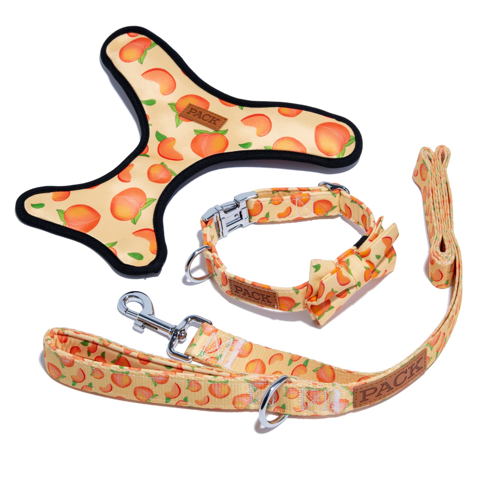 Peaches Leash + Bowtie Collar + Reversible Harness
