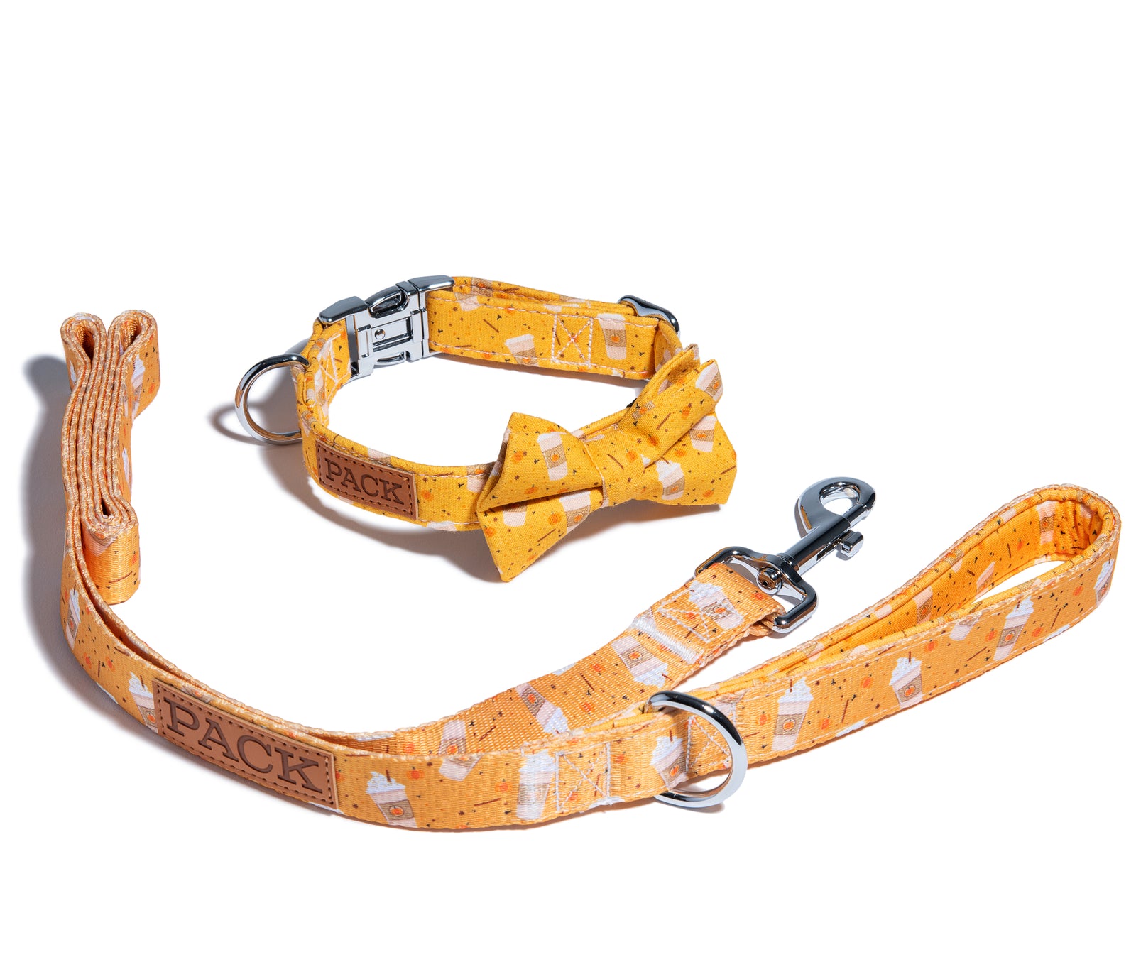Pumpkin Spice Latte Leash + Bowtie Collar