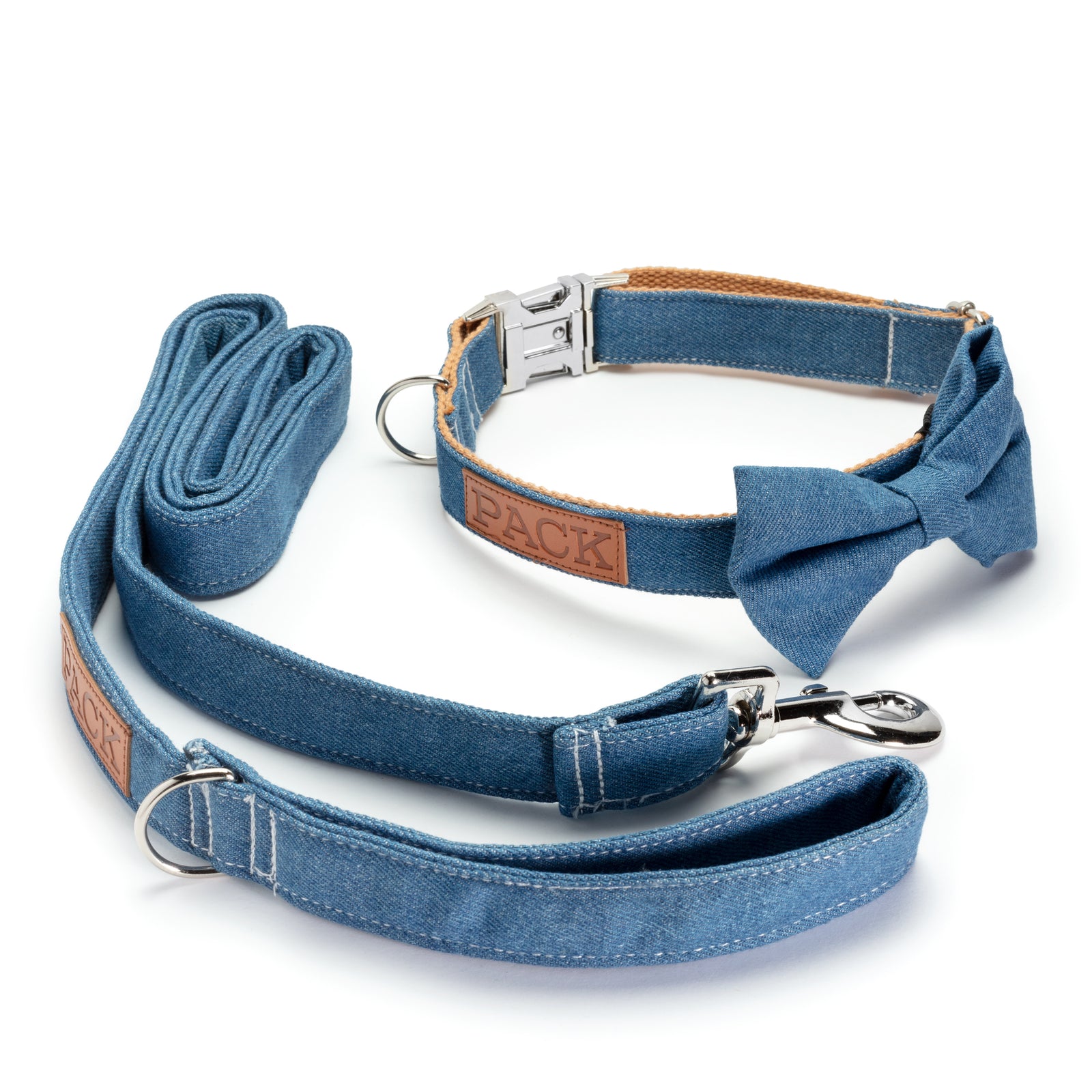 Denim Leash + Bowtie Collar
